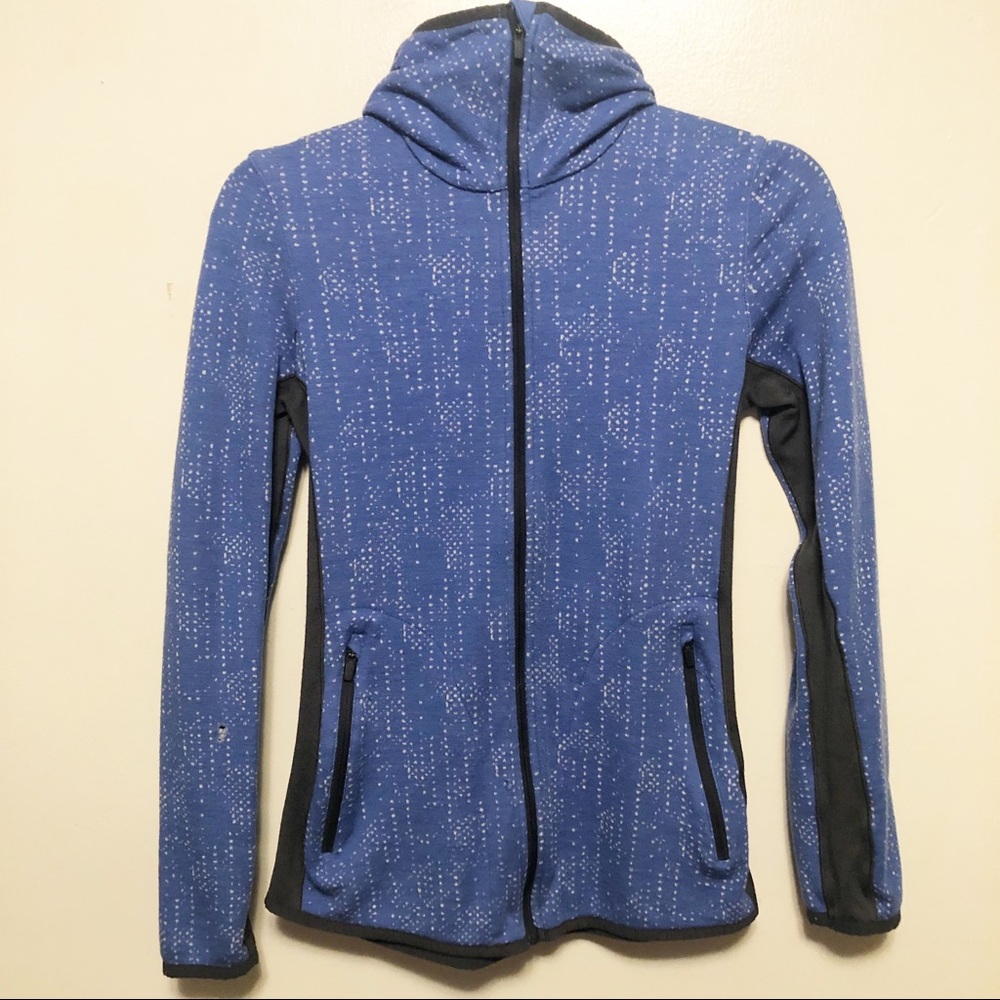Icebreaker Merino Full Zip Jacket Hoodie Base Layer - Blue Pattern XS